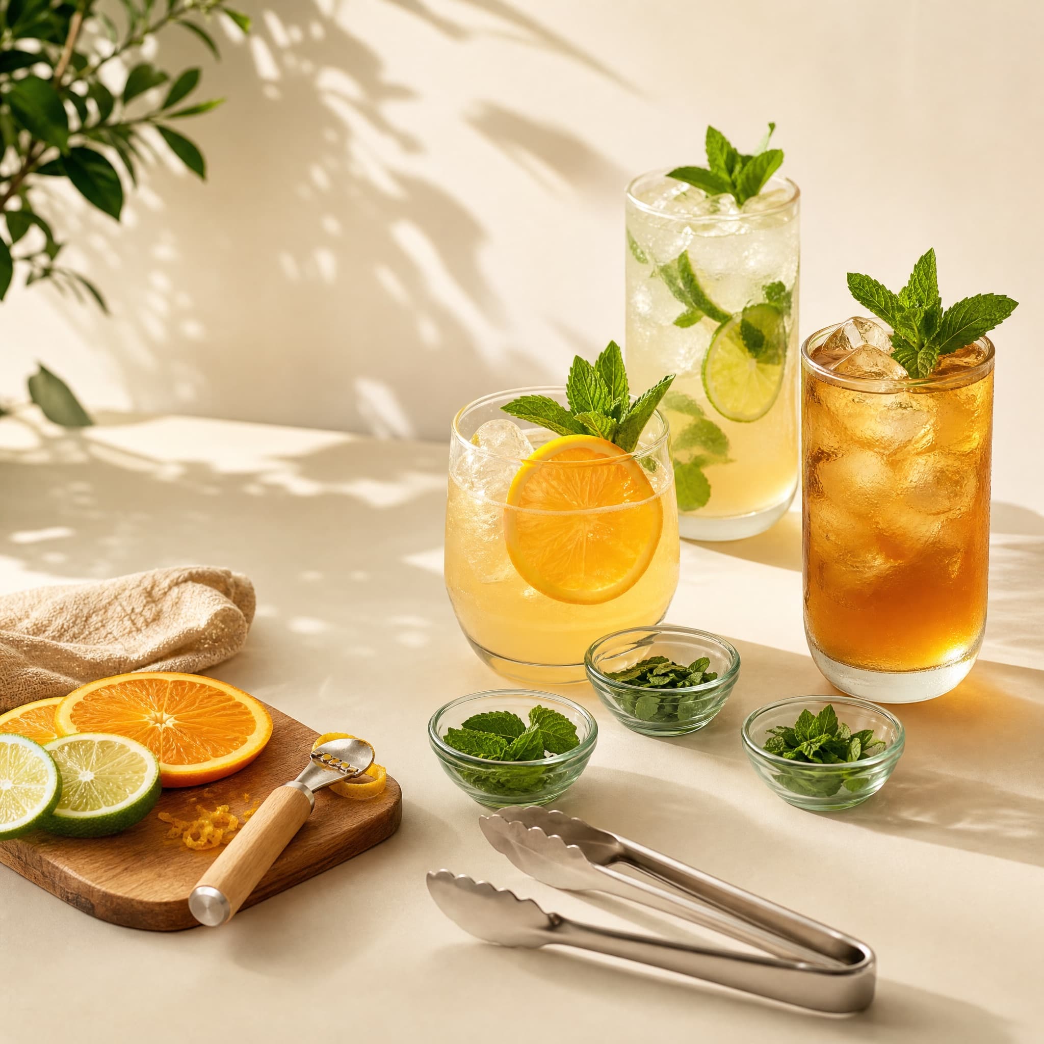 Garnish & Prep Kit arranged on a warm cream surface
