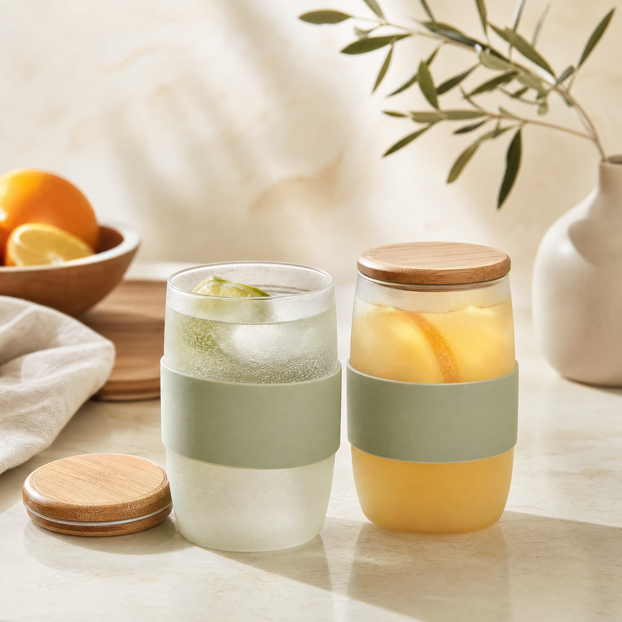The Minimalist Sipper Set arranged on a warm cream surface