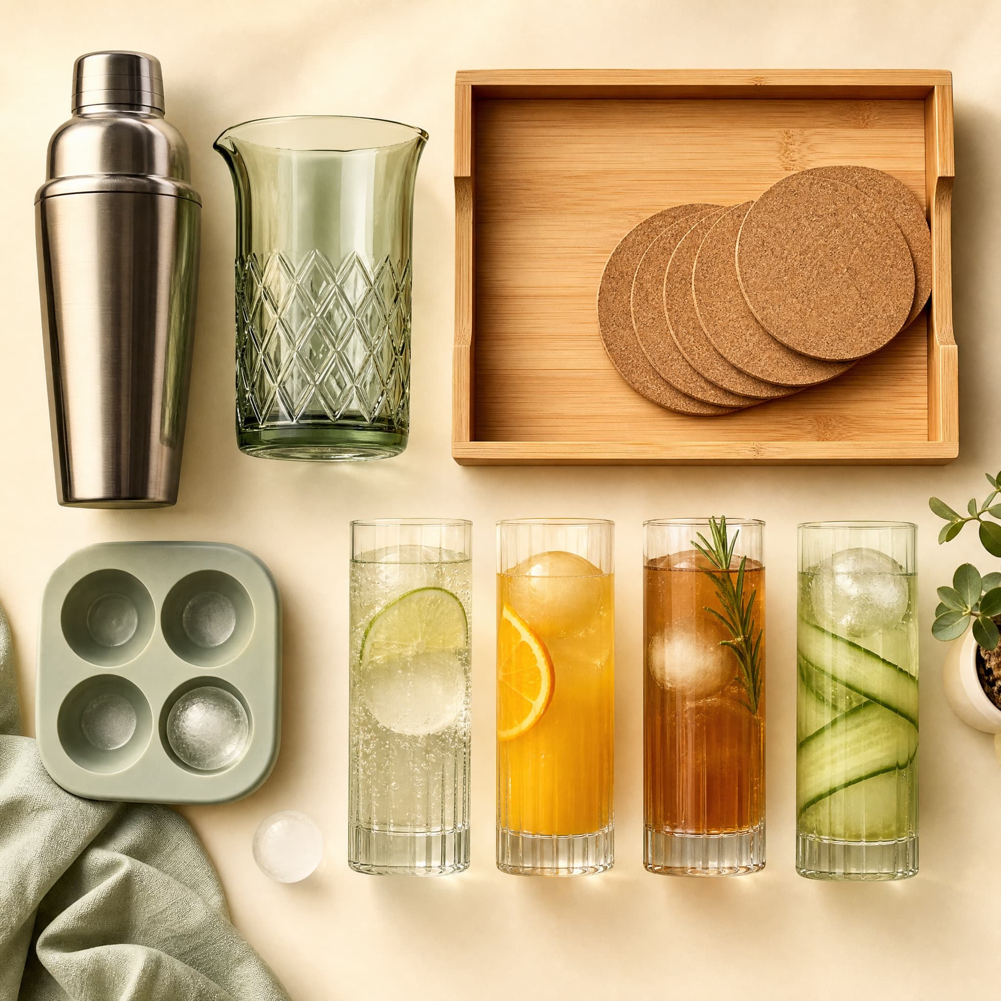 The Weekend Entertainer Bundle arranged on a warm cream surface